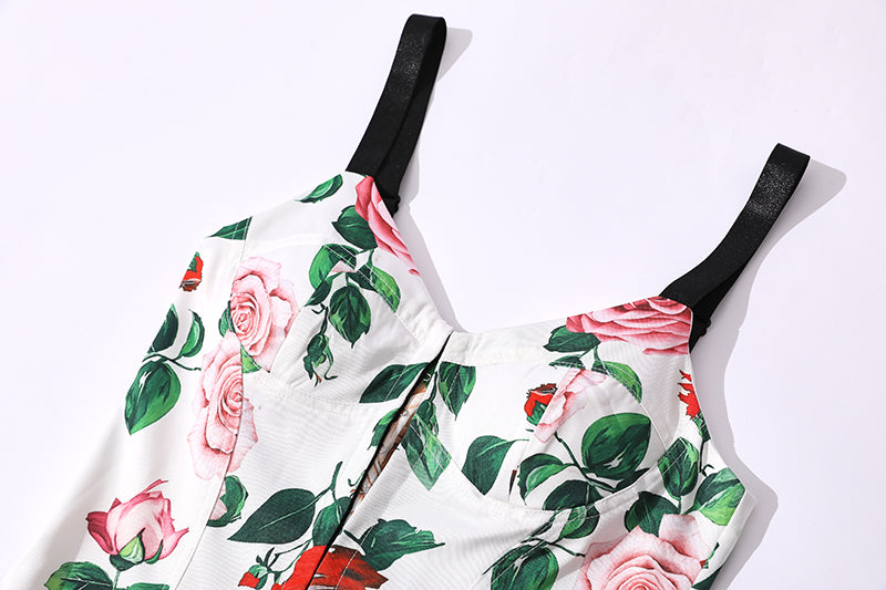 Summer Printed Patchwork Cami Midi Dress