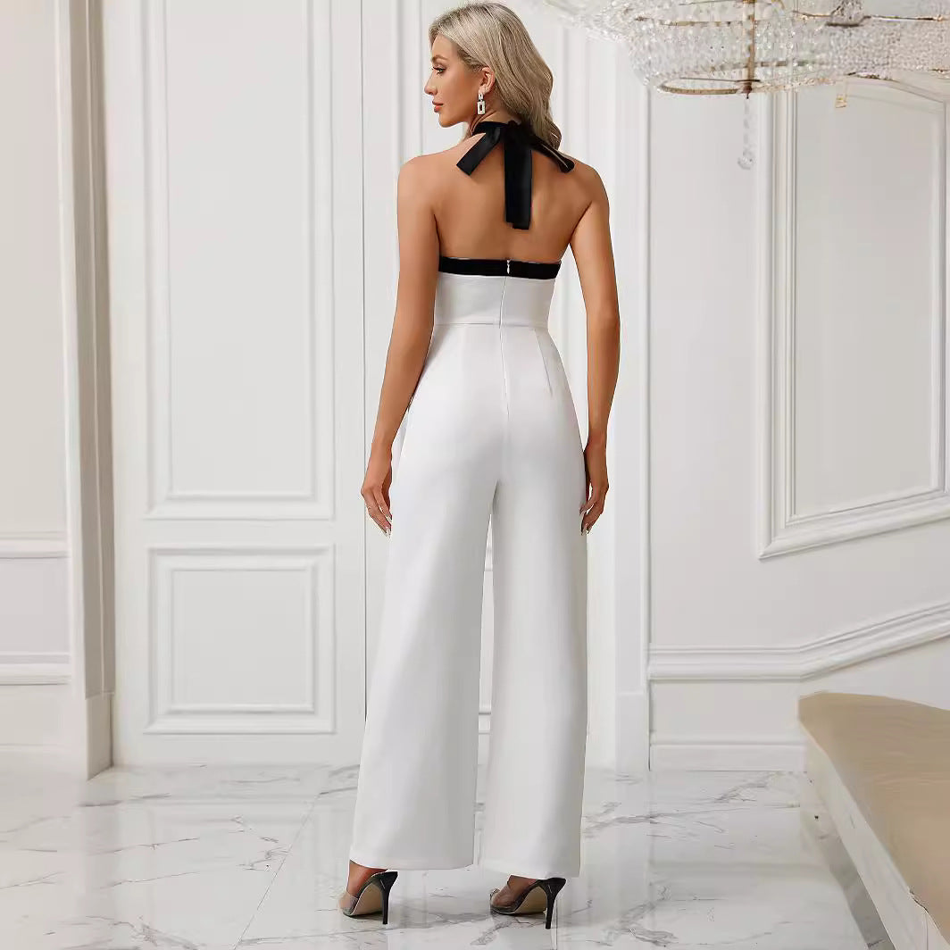 Elegant Cinched Cutout Halter Jumpsuit