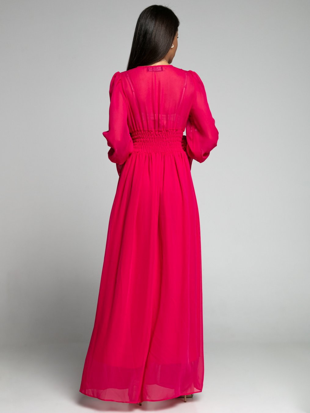 Women's Waist-Tight Petal Sleeve Chiffon Dress